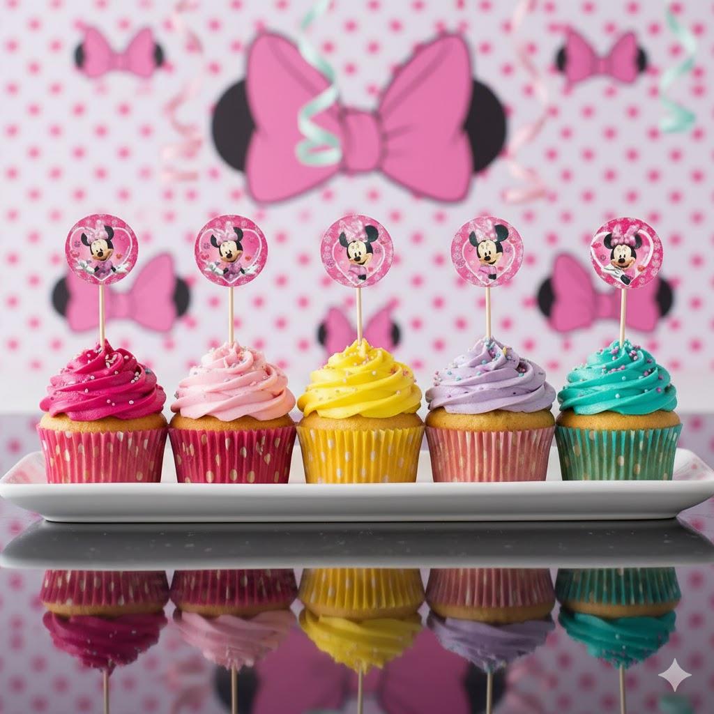 Minnie Mouse Temalı Kürdan Süs (10 Adet)
