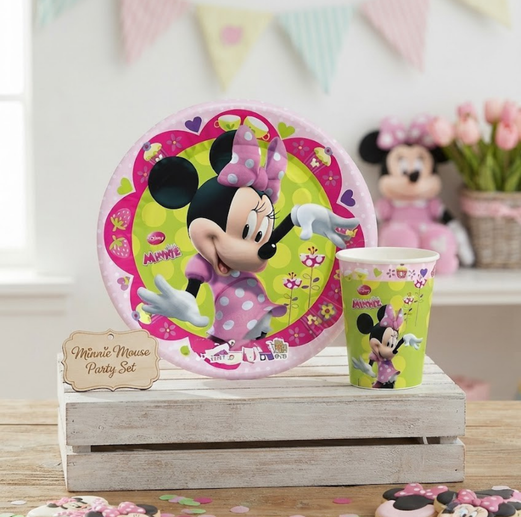 Minnie Mouse Temalı Tabak ve Bardak Seti (8 Kişilik)