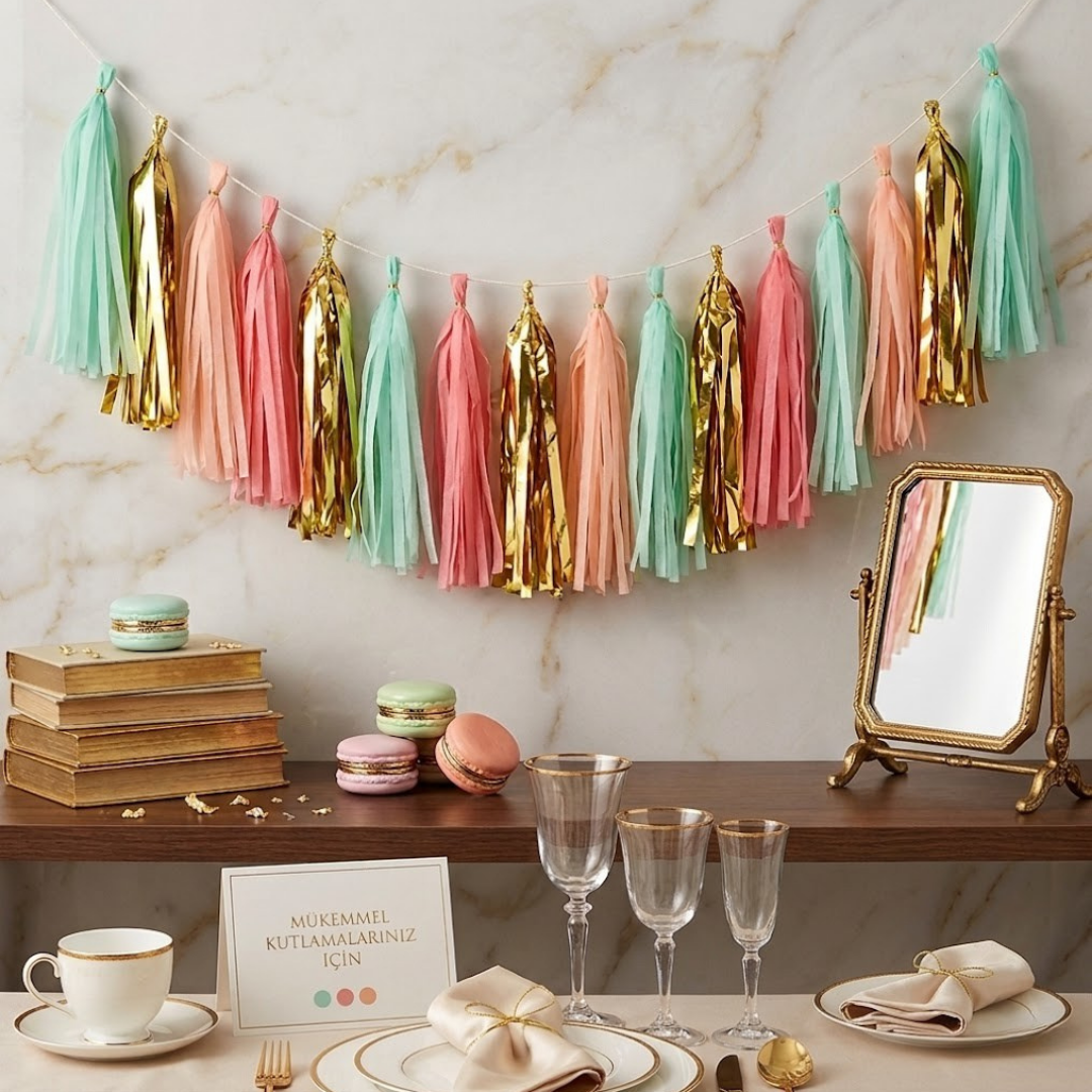 MİNT YEŞİLİ PEMBE SOMON GOLD SIRALI PÜSKÜL
