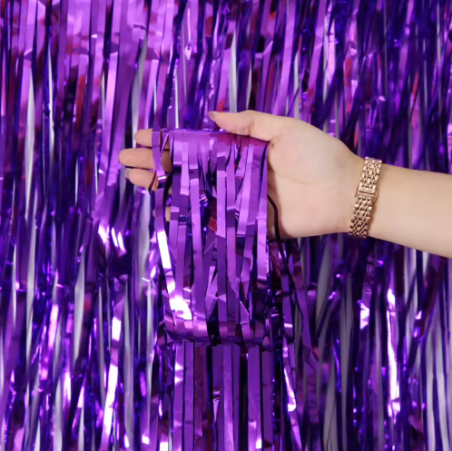 MOR IŞILTILI PERDE (90X240)