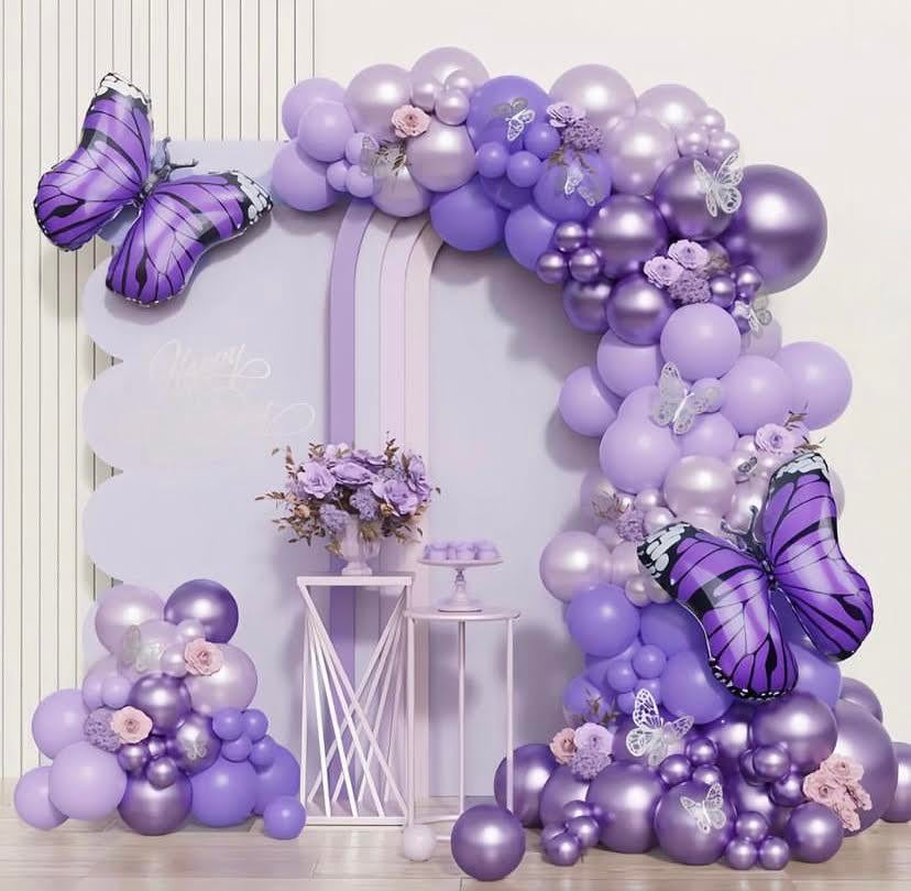 Mor Kelebek Balon Zinciri