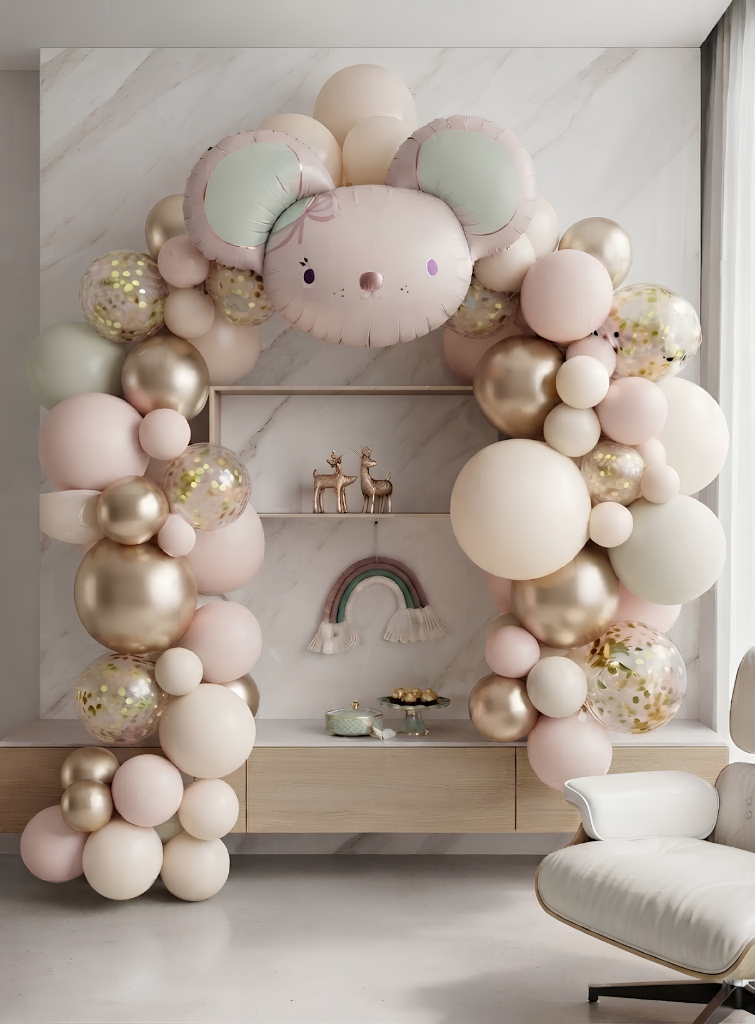 Pembe Fare Folyo Balon Buketi