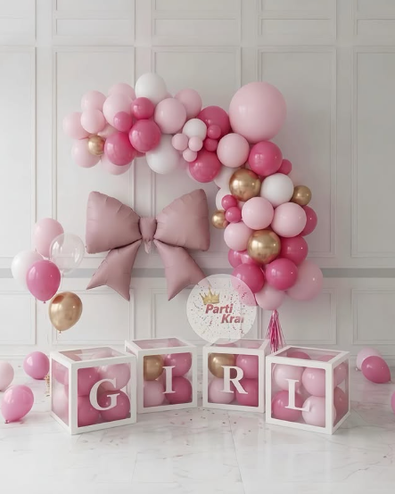 Pembe Fiyonklu Pink Balon Zinciri Konsepti