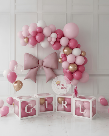 Pembe Fiyonklu Pink Balon Zinciri Konsepti