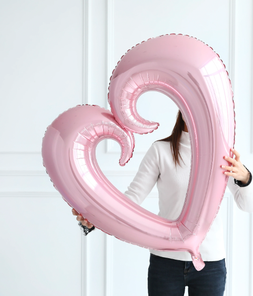 PEMBE İÇİ BOŞ KALP FOLYO BALON (100 cm)