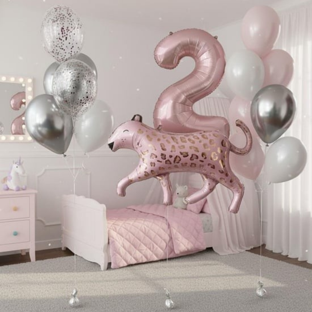 Pembe Kaplan Folyo Balon Konsepti