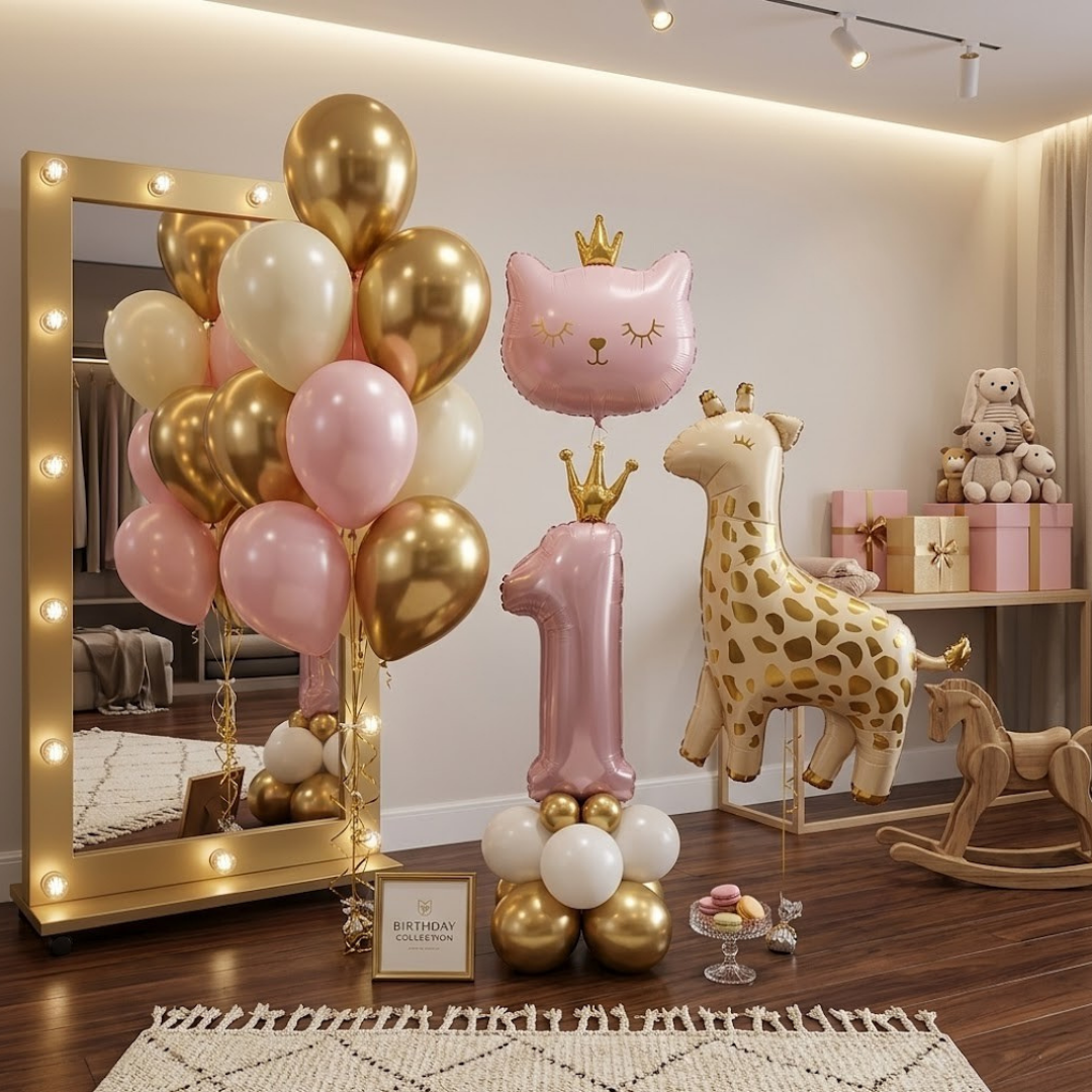 Pembe Kedi Folyo Balon Set