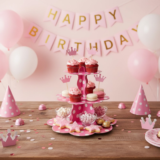 PEMBE PUANTİYELİ KEK STANDI