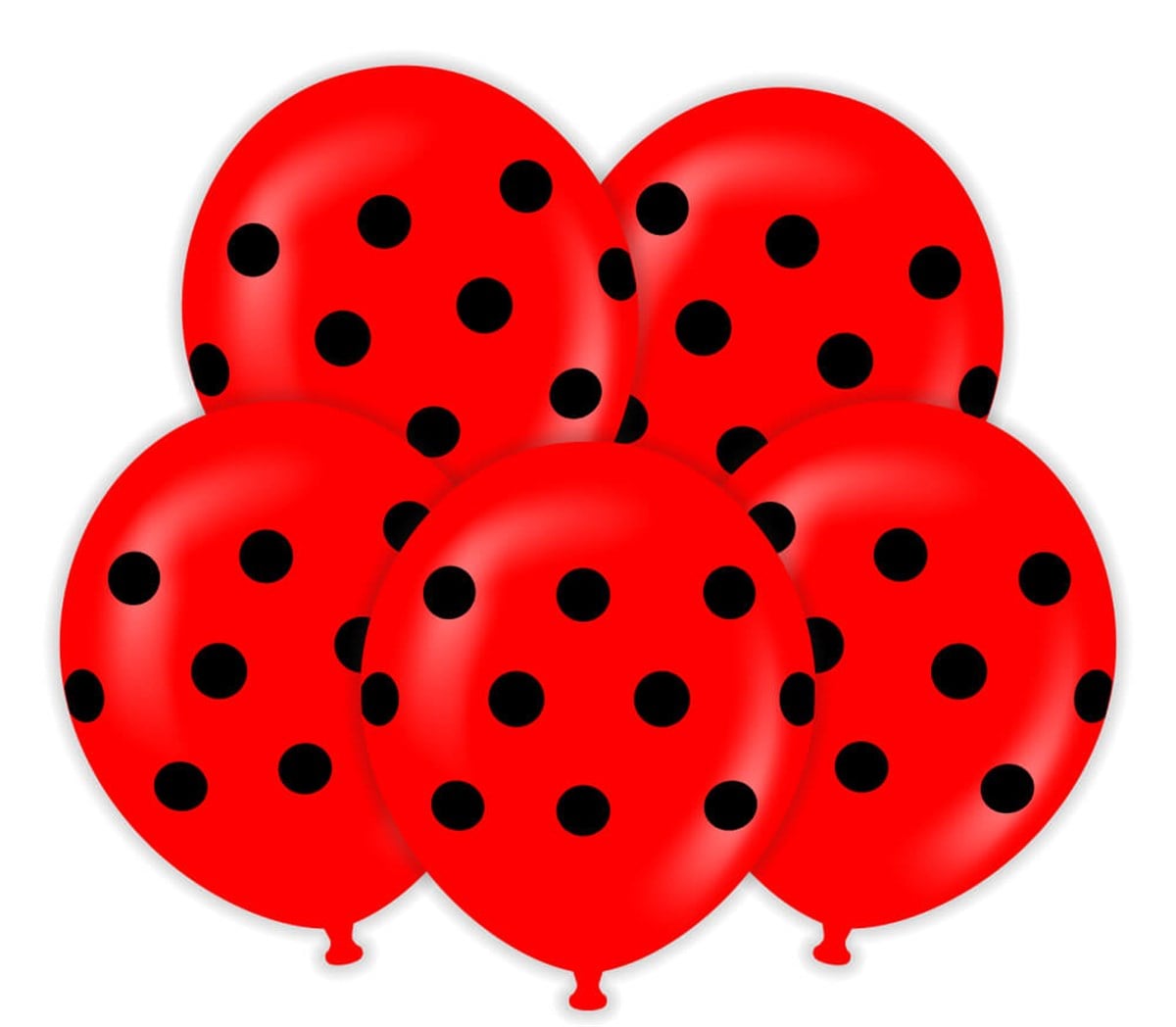 PUANTİYELİ KIRMIZI SİYAH BALON (5 ADET)