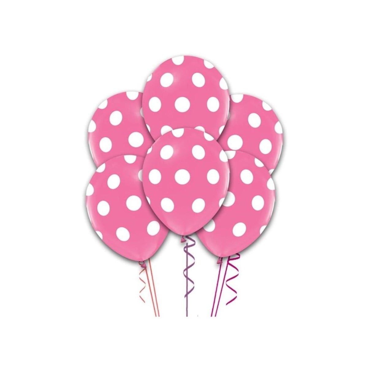PUANTİYELİ PEMBE BEYAZ BALON (5 ADET)