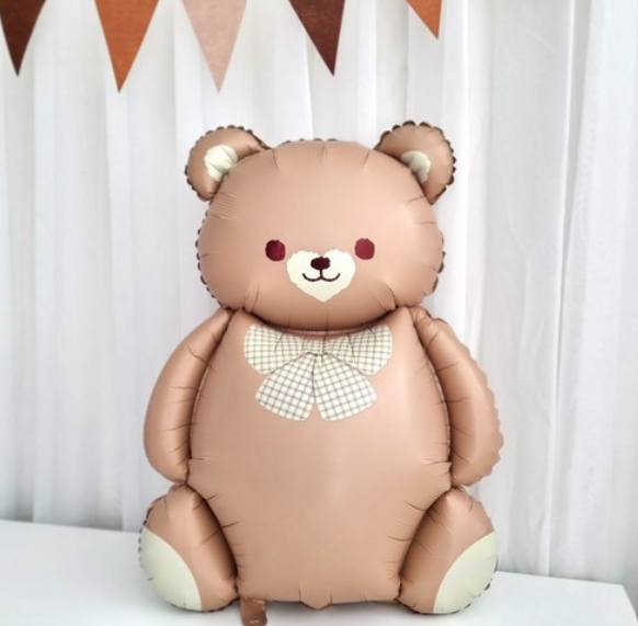 Retro Karamel Papyonlu Ayı Folyo Balon