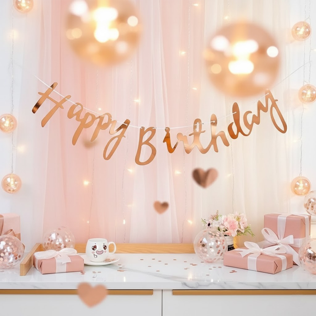 ROSE GOLD HAPPY BİRTHDAY BANNER