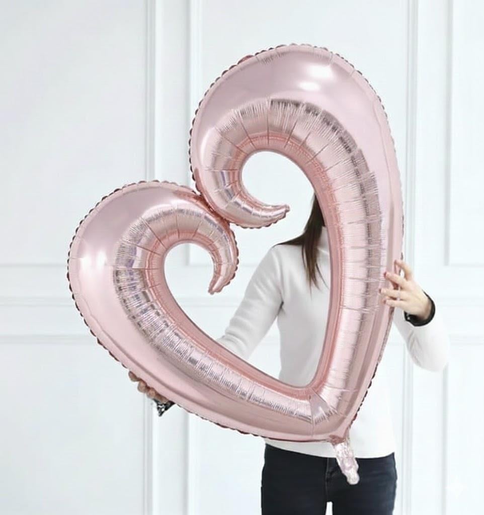 ROSE GOLD İÇİ BOŞ KALP FOLYO BALON (100x108)