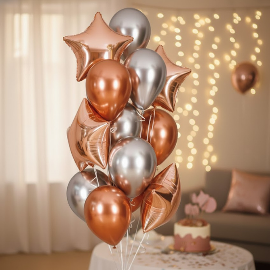 ROSE GOLD YILDIZ BALON SET