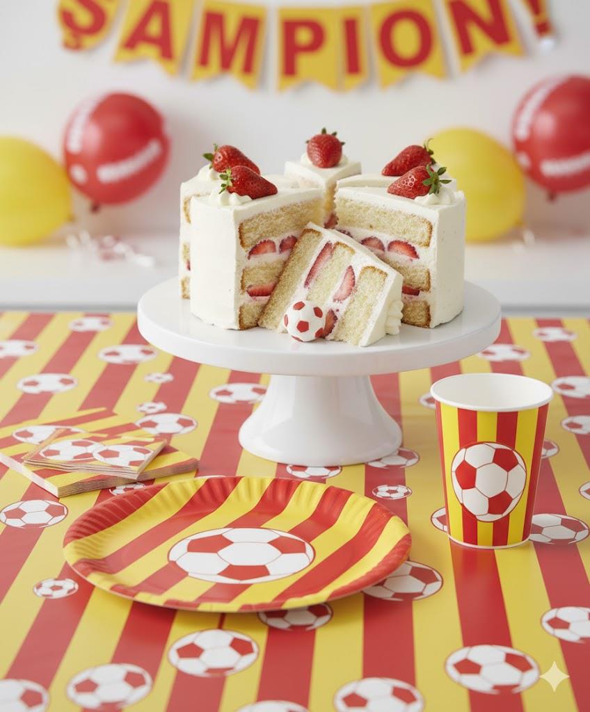 Sarı Kırmızı Taraftar Temalı Tabak ve Bardak Seti (8 Kişilik)