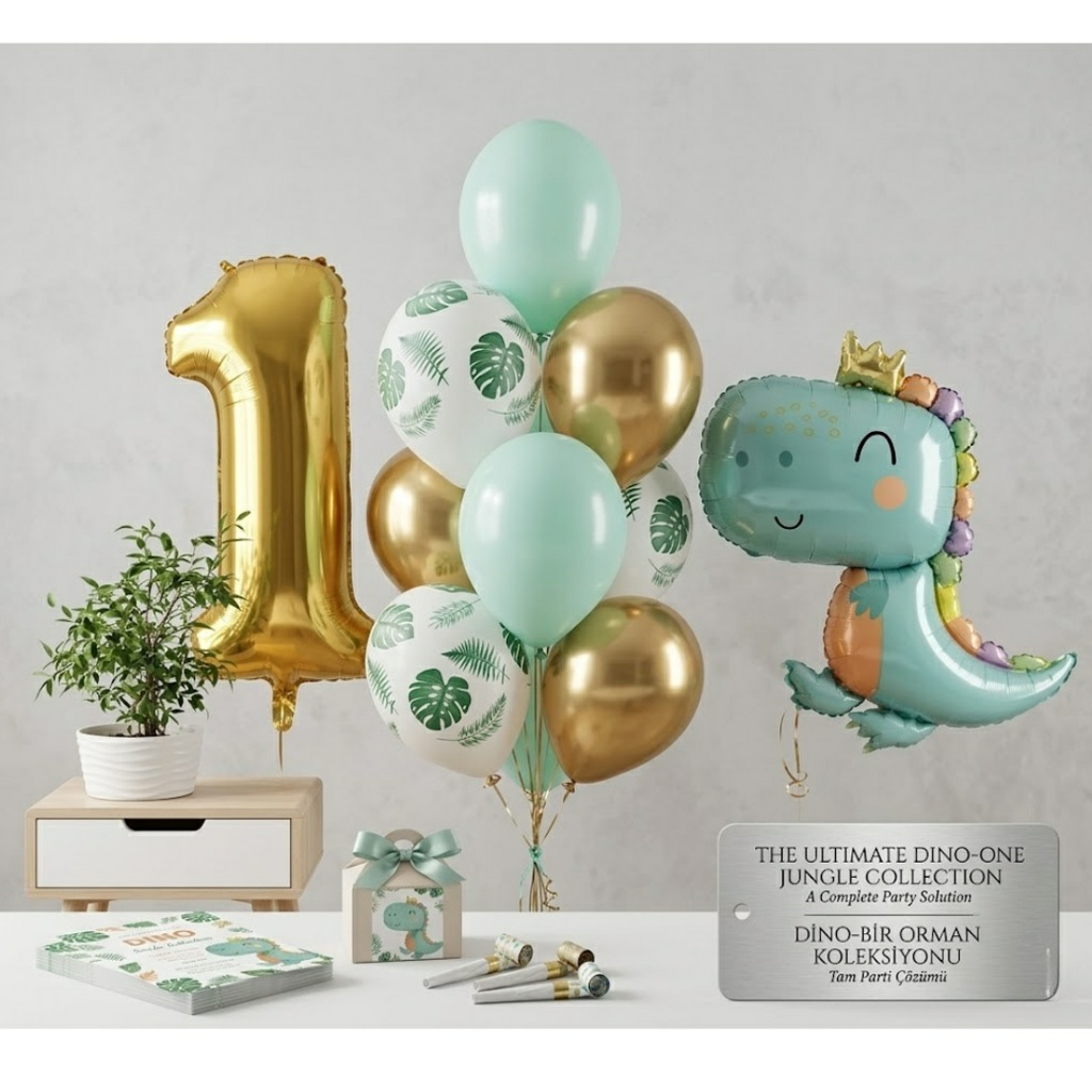 Sevimli Dinozor Folyo Balon Demeti