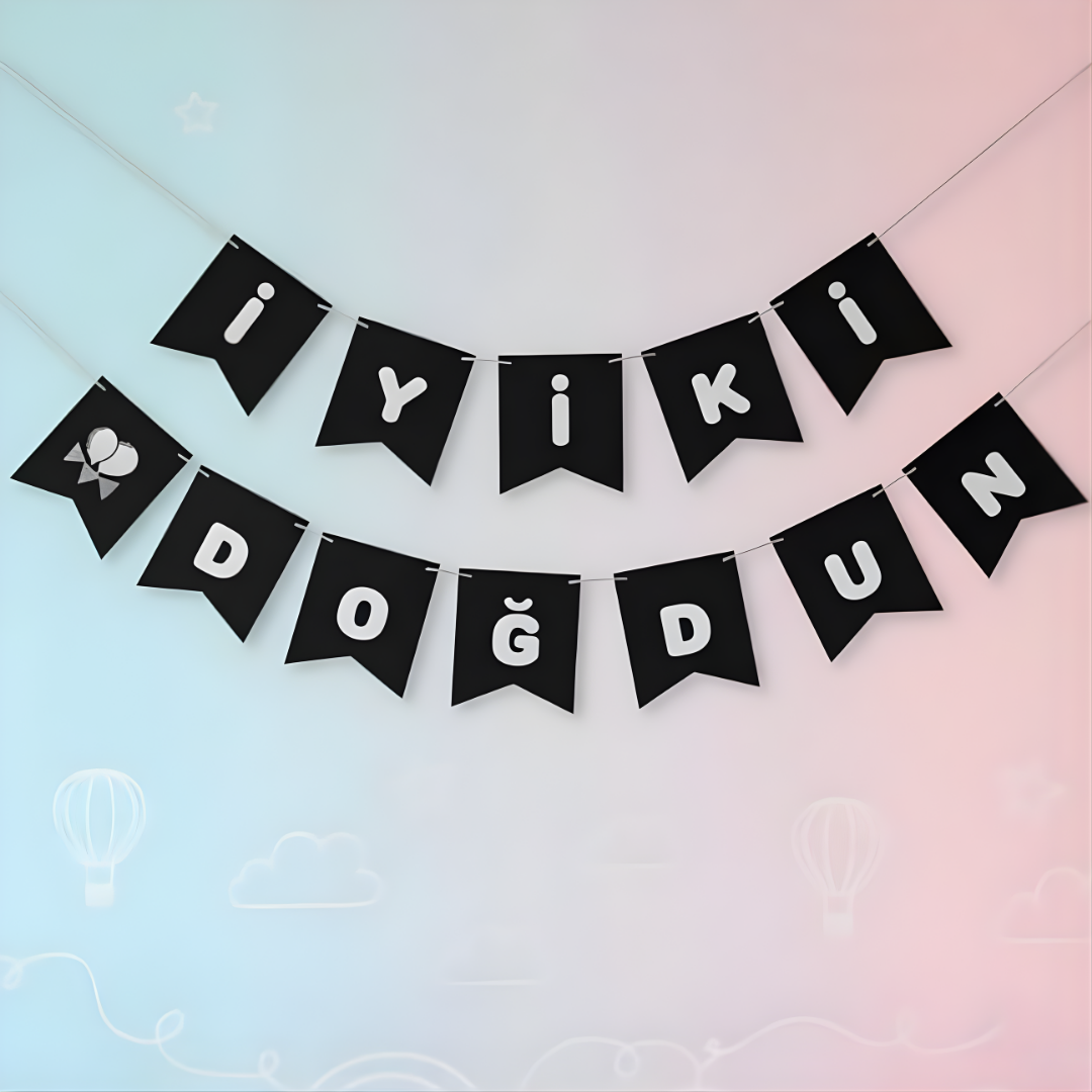 Siyah Gümüş İyi ki Doğdun Banner