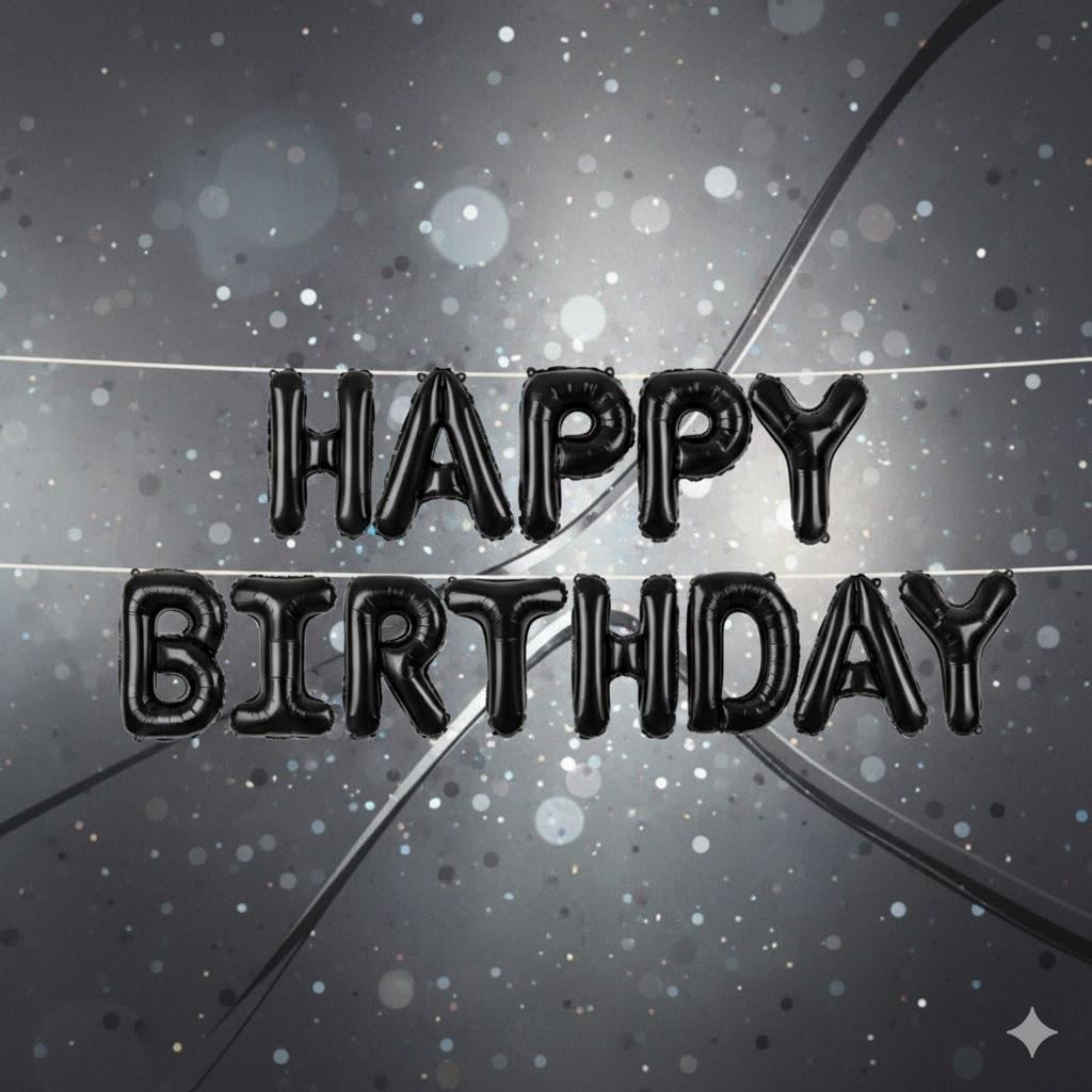 Siyah Happy Birthday Folyo Balon