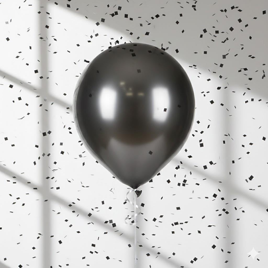 SİYAH KROM BALON (5 ADET)