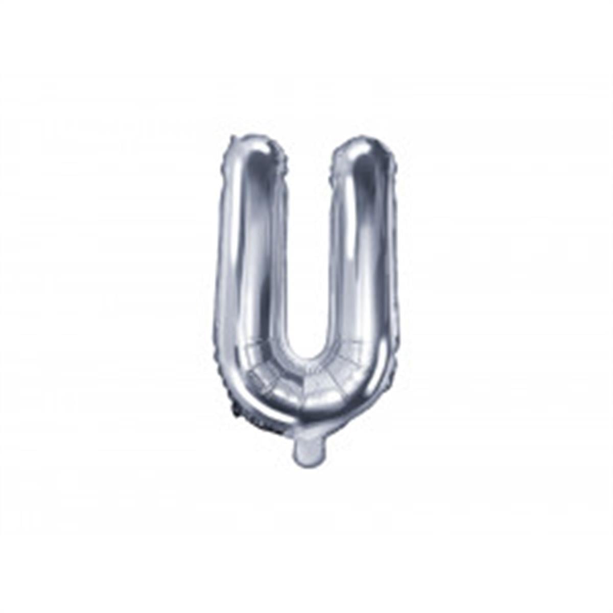 U Harf Gümüş Folyo Balon (35 CM)