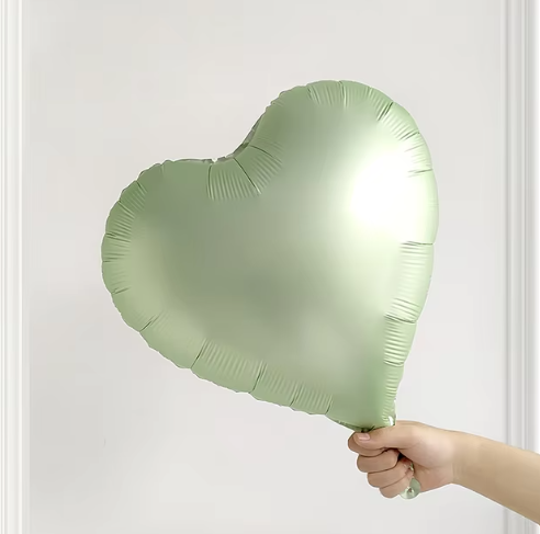 Yeşil Mat Kalp Folyo Balon
