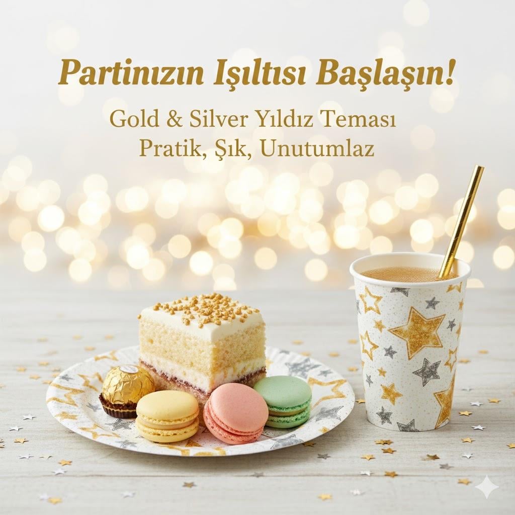Yıldız Temalı Tabak ve Bardak Seti (8 Kişilik)
