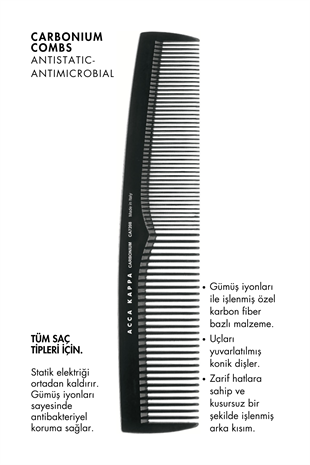 Acca Kappa Carbonium Styling Comb 7208