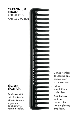 Acca Kappa Carbonium Styling Comb 7220