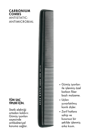 Acca Kappa Carbonium Styling Comb 7254