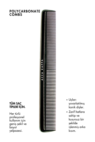 Acca Kappa Polycarbonate Styling Comb 7254