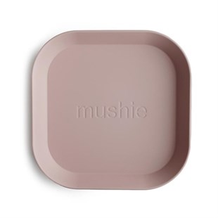 Mushie Dinner Plate Single Square Blush- Mushie Kare Tabak Tekli Uçuk Pembe Rengi