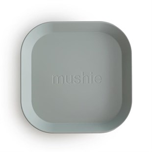Mushie Dinner Plate Single Square Sage - Mushie Kare Tabak Tekli Gök Mavisi