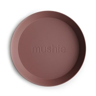 Mushie Dinner Plate Single Round Woodchuck - Mushie Tabak Tekli Koyu Kahverengi Rengi