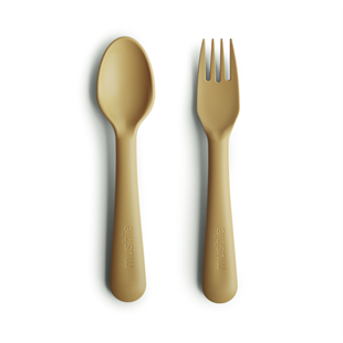Mushie Fork and Spoon Mustard - Mushi Çatal ve Kaşık Seti Hardal Rengi