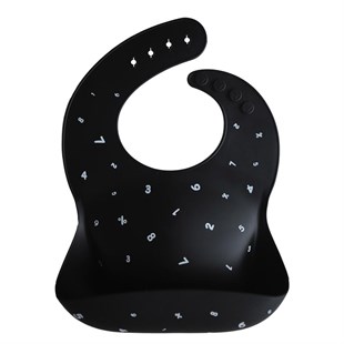 Mushie Silicone Bib Black Numbers - Mushie Silikon Önlük Siyah Numaralar