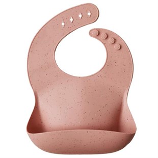 Mushie Silicone Bib Peach Terrazzo - Mushie Silikon Önlük Simli Şeftali Rengi
