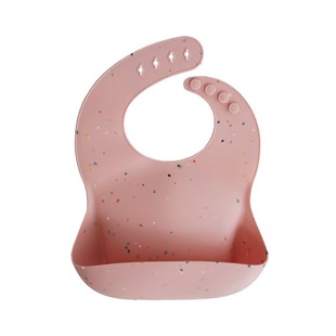 Mushie Silicone Bib Powder Pink Confetti - Mushie Silikon Önlük Toz Pembe Konfeti