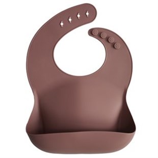 Mushie Silicone Bib Woodchuck - Mushie Silikon Önlük Koyu Kahverengi