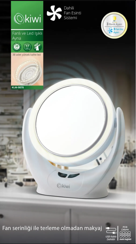 Kiwi KLM-9870 Fanlı ve Led Işıklı Ayna