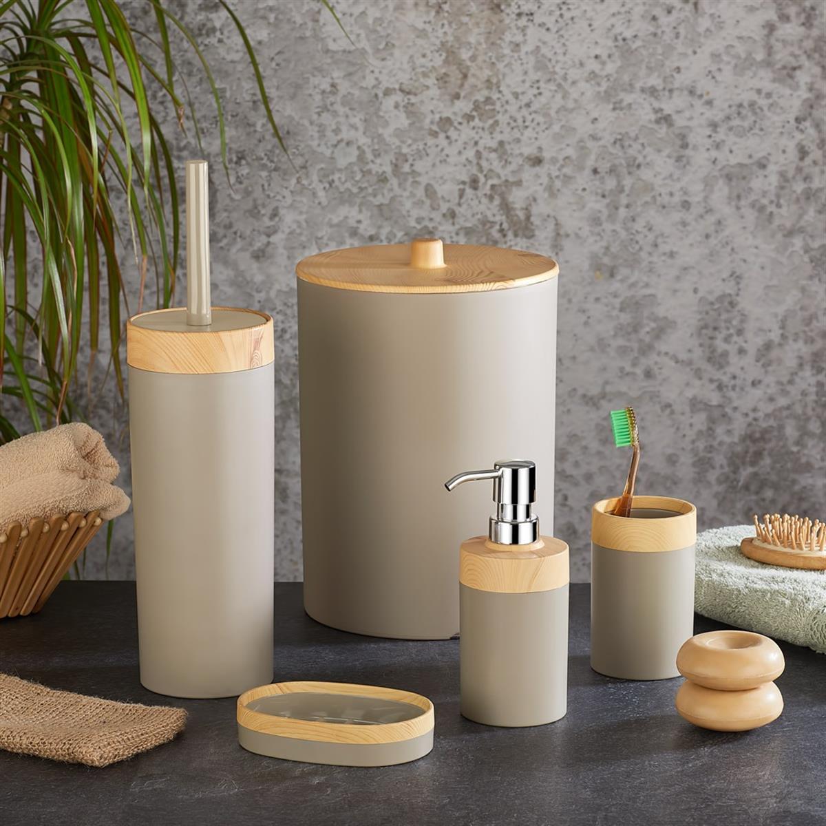 Minihome Limpia Bambu Görünümlü 5'li Banyo Seti BeJ