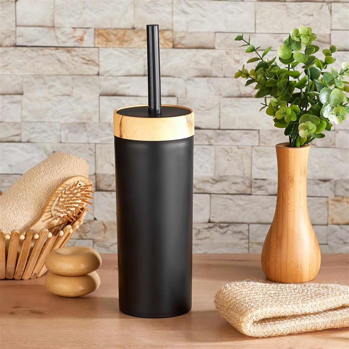 Minihome Limpia Bambu Görünümlü Klozet Fırçası Siyah