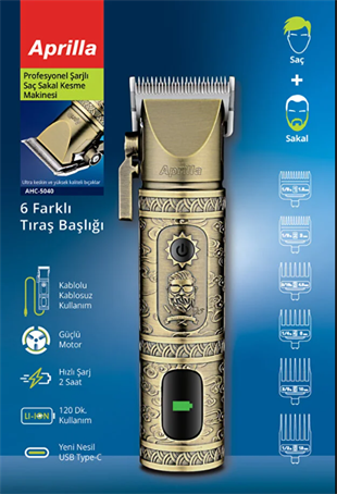 Aprilla AHC-5040 Profesyonel Şarjlı Saç Sakal Kesme Makinesi