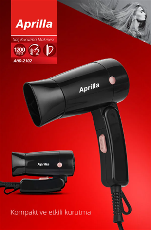 Aprilla AHD-2102 Katlanabilir Saç Kurutma Makinesi Siyah