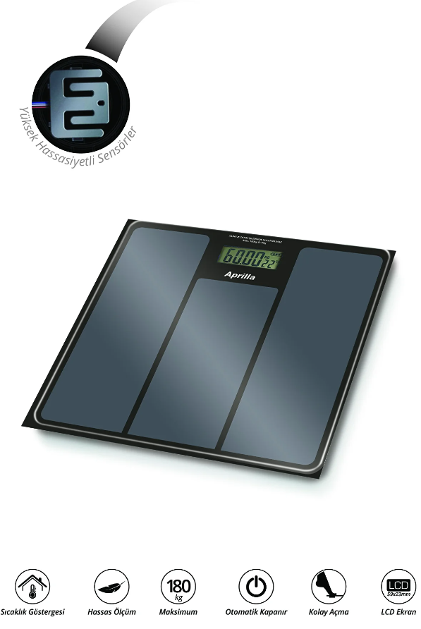 Aprilla ABS-1033 Dijital Banyo Baskülü Siyah