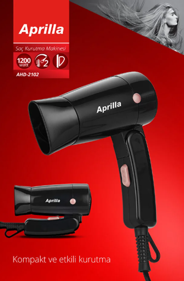 Aprilla AHD-2102 Katlanabilir Saç Kurutma Makinesi Siyah
