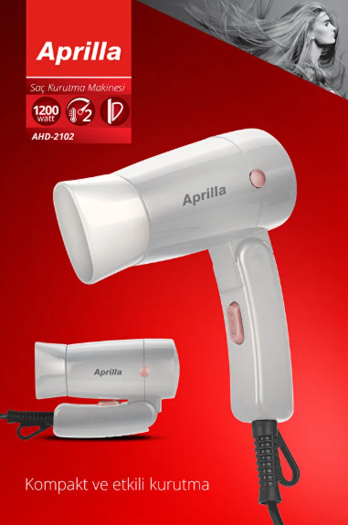 Aprilla AHD-2102 Katlanabilir Saç Kurutma Makinesi Beyaz