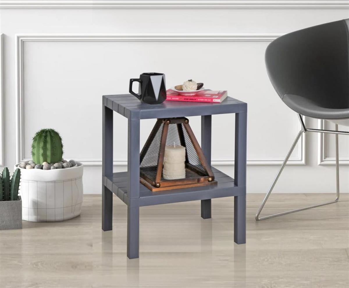 Minihome 2 Katlı Çok Amaçlı Dekoratif Raf Antrasit Gri