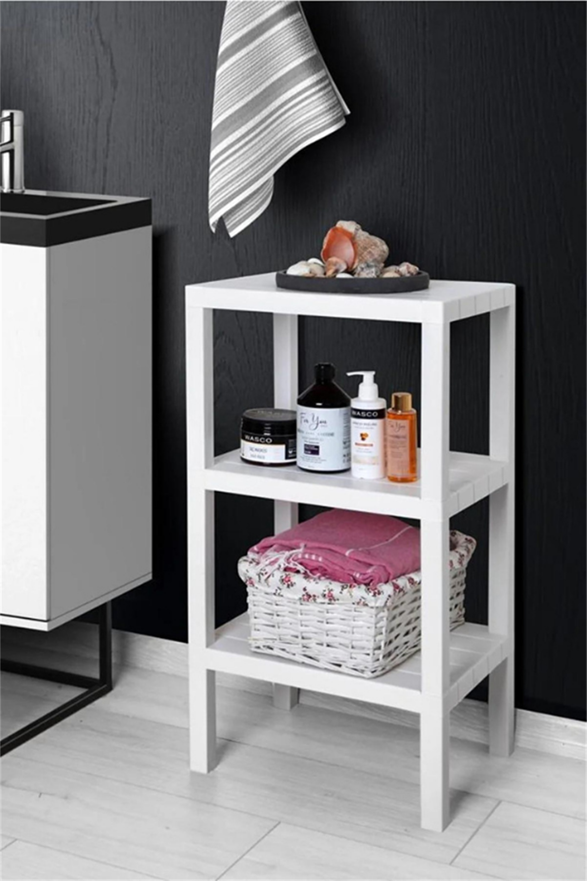 Minihome 3 Katlı Çok Amaçlı Dekoratif Raf Beyaz