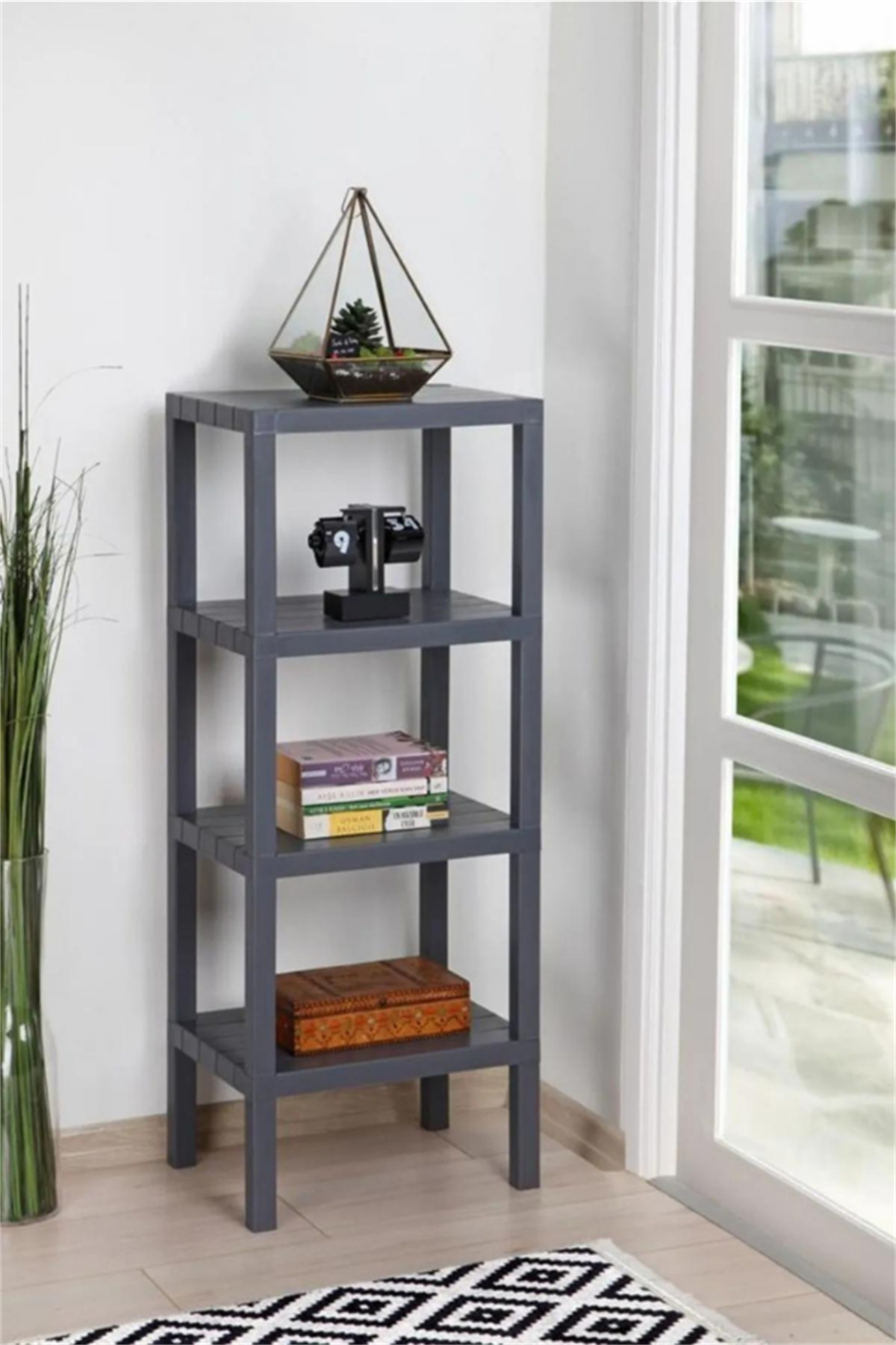 Minihome 4 Katlı Çok Amaçlı Raf Antrasit Gri