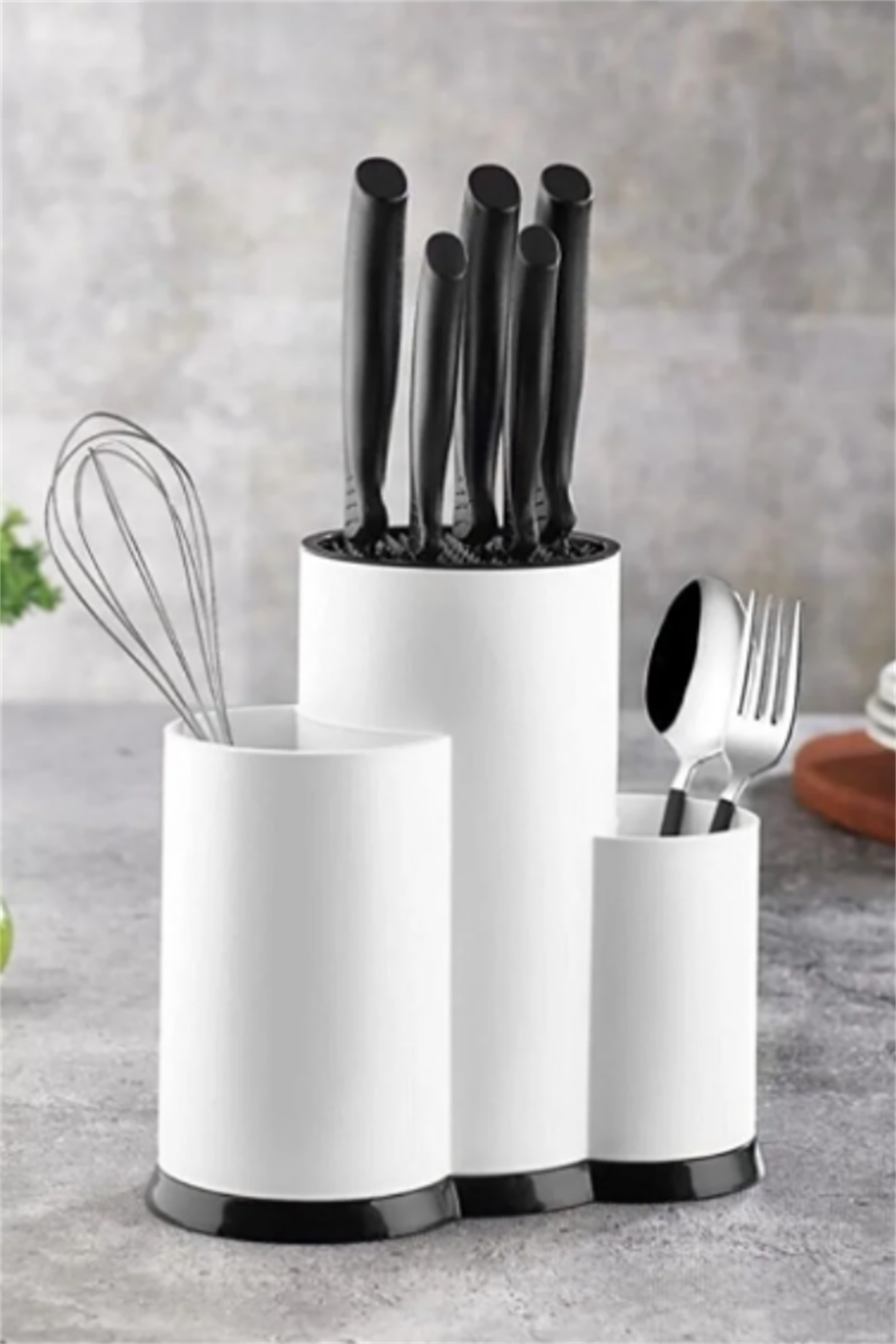 Minihome Bölmeli Kaşık Bıçak Standı Beyaz